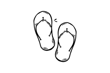 Flip-Flops line hand drawn icon sketch vector illustration