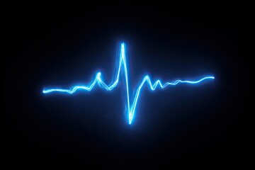 Neon blue heart beat graphic on black
