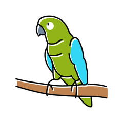 parrot perched branch color icon vector illustration