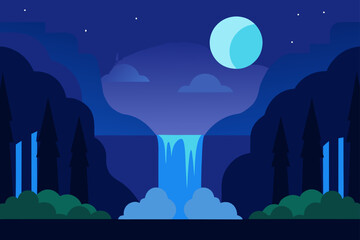 night landscape with moon