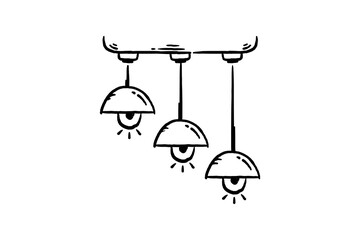 Pendant lights lamps line hand drawn icon sketch vector illustration