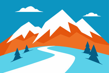 winter landscape with mountains