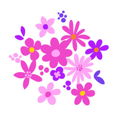 Fototapeta premium Floral composition&nbsp;with bright flowers, digital illustration.&nbsp;Perfectly for printing, sublimation design. 