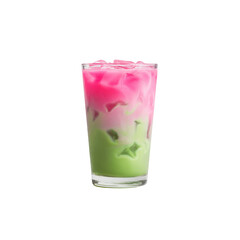 Refreshing Pink and Green Layered Iced Drink in Glass