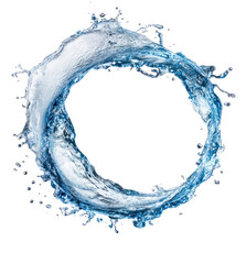 Circular water splash, light blue hues, creating a ring shape
