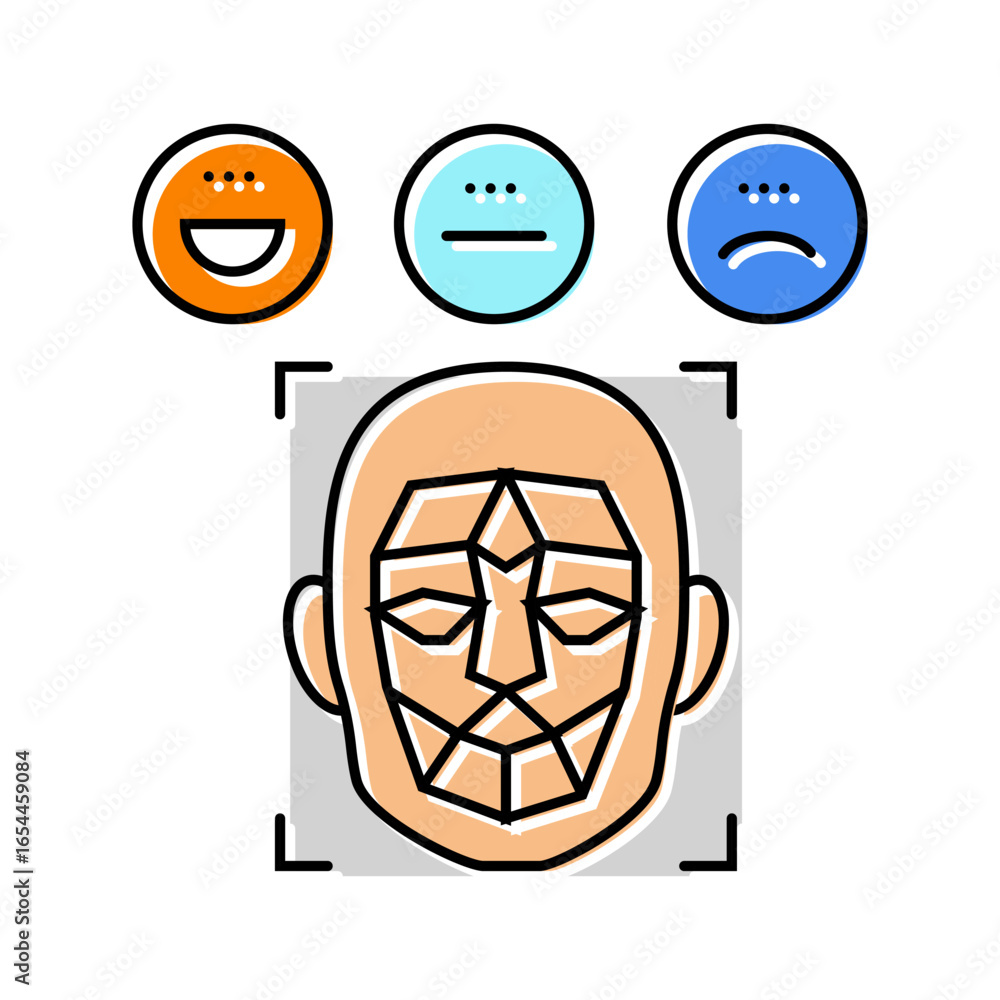 Poster emotion detection social robotics color icon vector illustration