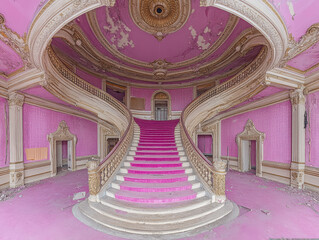Grand Pink Abandoned Ballroom