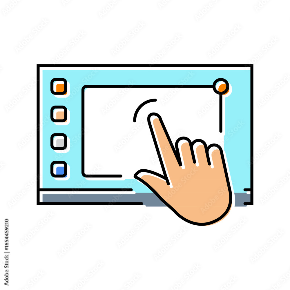 Poster interactive display screen social robotics color icon vector illustration