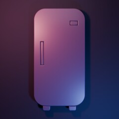 Purple Refrigerator icon isolated on purple-blue background. Fridge freezer refrigerator. Household tech and appliances. Minimalism concept. 3D render illustration