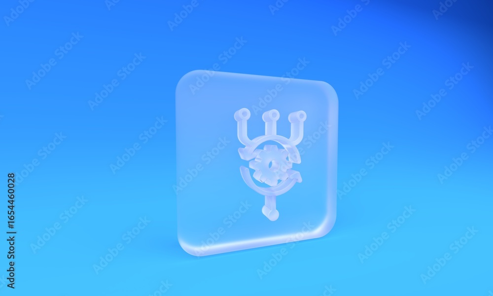 Poster frosted glass algorithm icon isolated on blue background. algorithm symbol design from artificial in