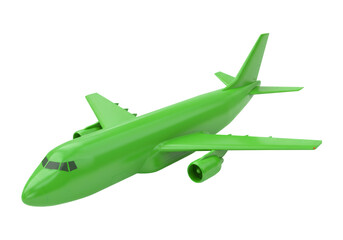 Bright Green Airplane Isolated on Transparent Background for Transportation Theme