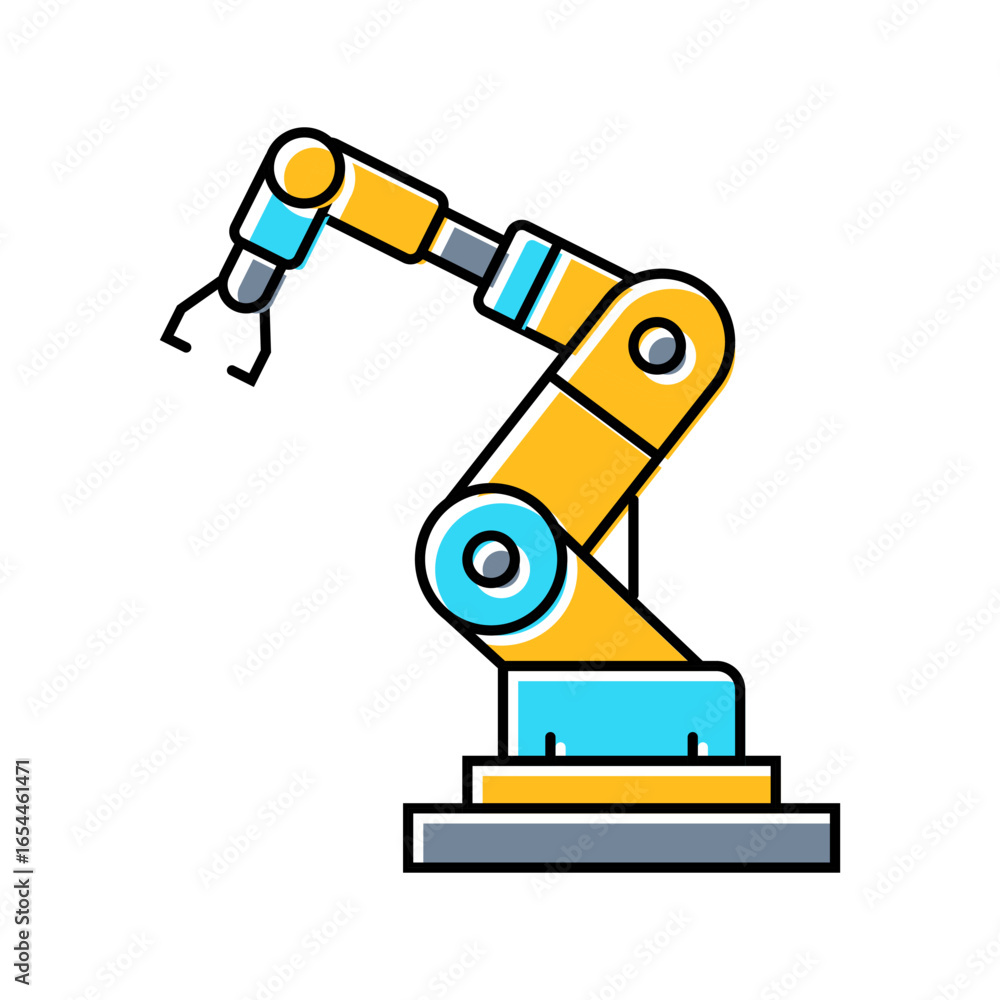Poster robotic arm ai integration color icon vector illustration
