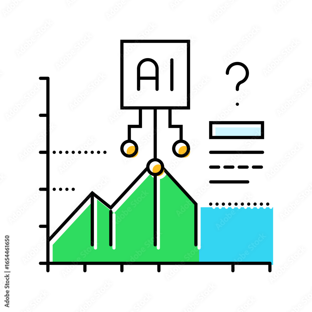 Poster predictive analytics graph ai integration color icon vector illustration