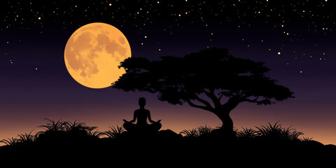 The Solitary Meditator Under the Moon