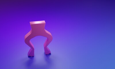 Pink Frog legs icon isolated on purple-blue background. Minimalism concept. 3D render illustration