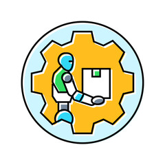 automation robot deep learning color icon vector illustration