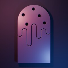 Purple Easter cake icon isolated on purple-blue background. Happy Easter. Minimalism concept. 3D render illustration
