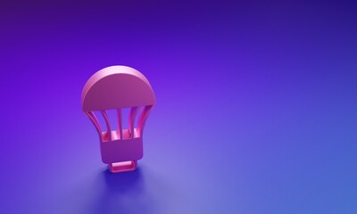 Pink LED light bulb icon isolated on purple-blue background. Economical LED illuminated lightbulb....