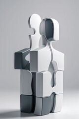 Two interlocking puzzle pieces stand upright, symbolizing the essential connection in recruitment and hiring
