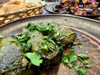 Meat in grape leaves