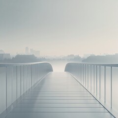 A modern bridge stretches across a misty landscape, symbolizing the connection between job seekers and opportunities in recruitment and hiring. The scene captures the essence of progress