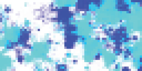 Abstract pixelated composition featuring cool tones of blue teal and white creating a modern digital texture effect