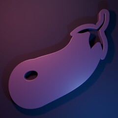 Purple Eggplant icon isolated on purple-blue background. Minimalism concept. 3D render illustration