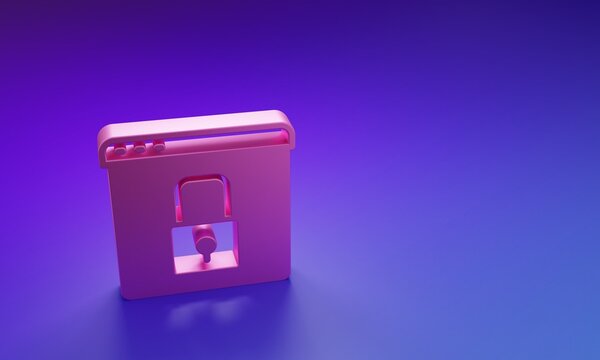 Pink Secure your site with HTTPS, SSL icon isolated on purple-blue background. Internet communication protocol. Minimalism concept. 3D render illustration