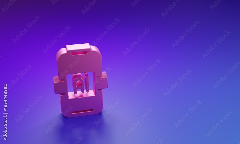 Aufkleber pink artificial intelligence ai icon isolated on purple-blue background. machine learning, cloud com