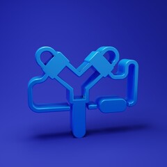 Blue Slingshot icon isolated on blue background. Minimalism concept. 3D render illustration