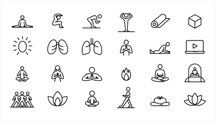 Yoga and Wellness Icons Collection meditation health