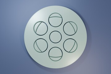 Grey Film reel icon isolated on purple-blue background. Minimalism concept. 3D render illustration