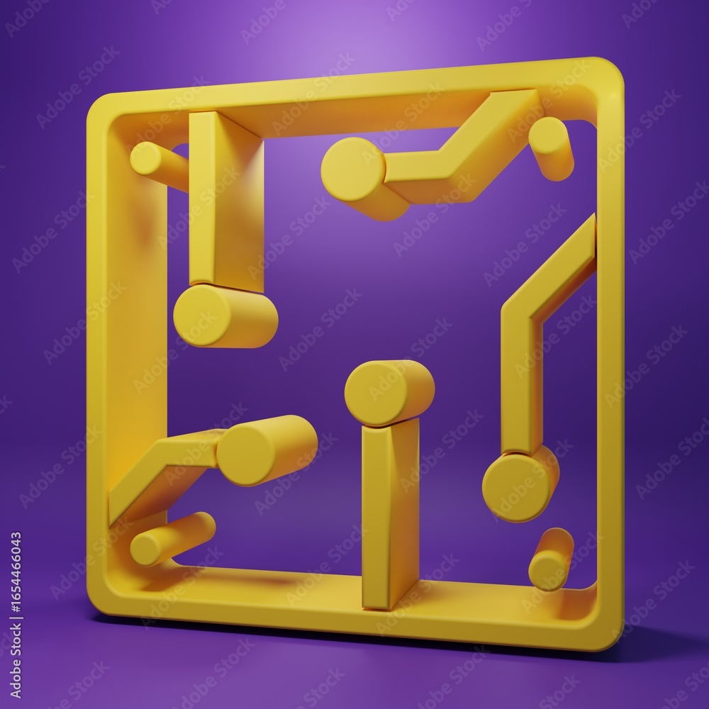 Aufkleber yellow processor icon isolated on purple background. cpu, central processing unit, microchip, microc