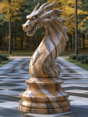Wooden Dragon Chess Piece