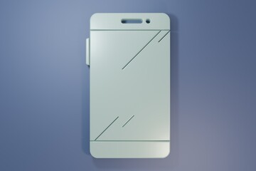 Grey Smartphone, mobile phone icon isolated on purple-blue background. Minimalism concept. 3D render illustration