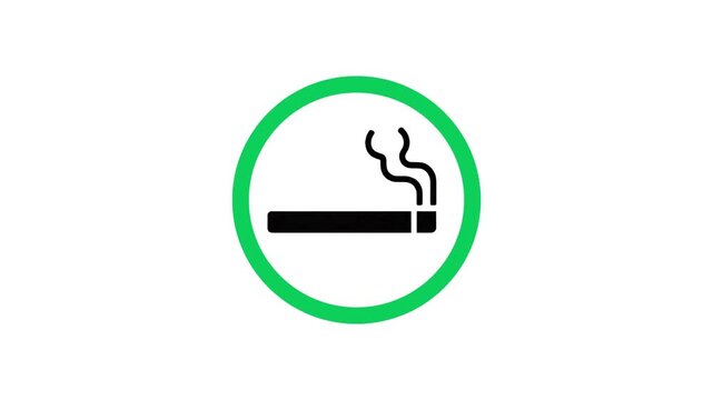 A simple, vector graphic of a smoking symbol, designed as a circular sign with a green border.