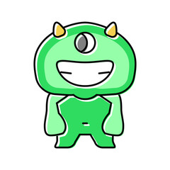 smiling monster cute color icon vector illustration