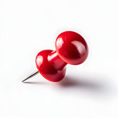 Two shiny red thumbtacks on a white background