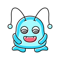 antennae cute monster color icon vector illustration