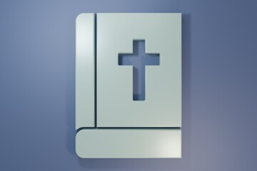 Fototapeta premium Grey Holy bible book icon isolated on purple-blue background. Minimalism concept. 3D render illustration
