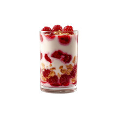 Delicious Raspberry Yogurt Parfait with Granola in Glass