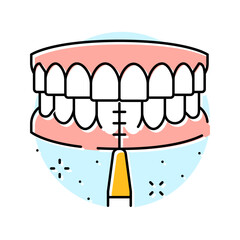 using interdental brushes color icon vector illustration