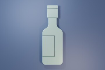 Grey Jewish wine bottle icon isolated on purple-blue background. Minimalism concept. 3D render illustration
