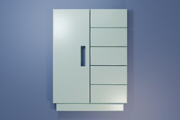 Grey Wardrobe icon isolated on purple-blue background. Minimalism concept. 3D render illustration
