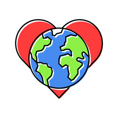 earth heart eco conscious color icon vector illustration