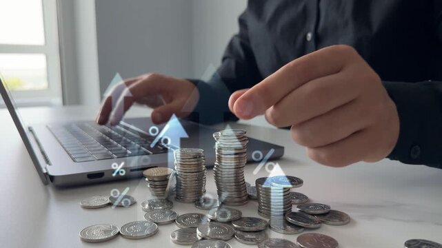 Interest rate and dividend. Percentage interest rates continue to increase, stocks and mutual funds, investment for retirement.
