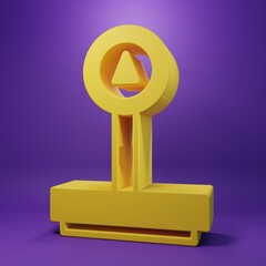 Yellow Scale icon isolated on purple background. Logistic and delivery. Weight of delivery package on a scale. Minimalism concept. 3D render illustration