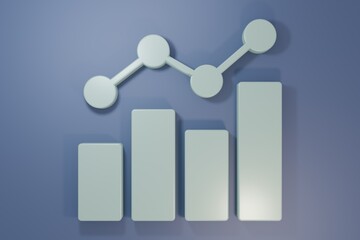 Grey Financial growth increase icon isolated on purple-blue background. Increasing revenue. Minimalism concept. 3D render illustration
