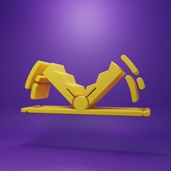 Yellow Trap hunting icon isolated on purple background. Minimalism concept. 3D render illustration