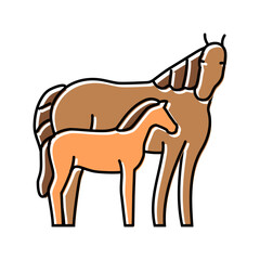 foal mare horse breeding color icon vector illustration